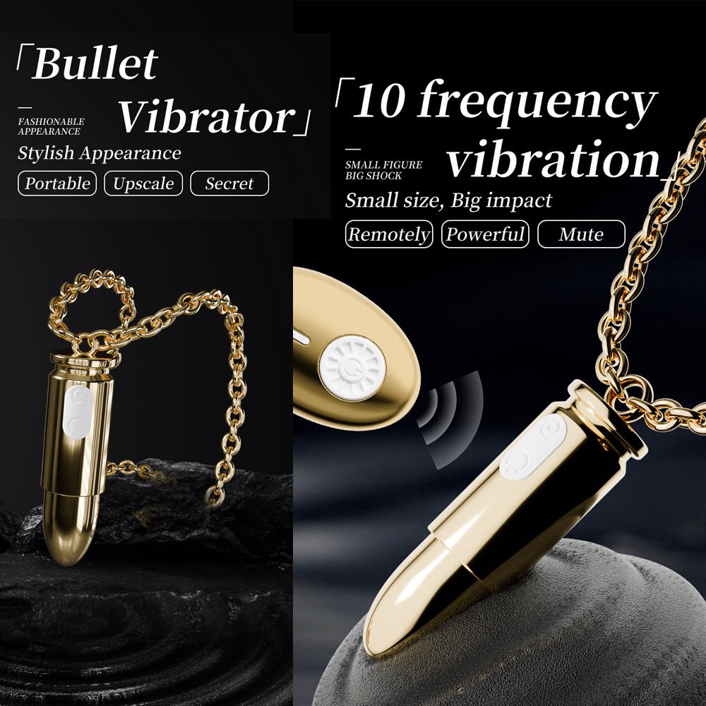 Loveangels Gold Remote Control Vibrating Bullet Egg Necklace - Remote control vibrating bullet egg