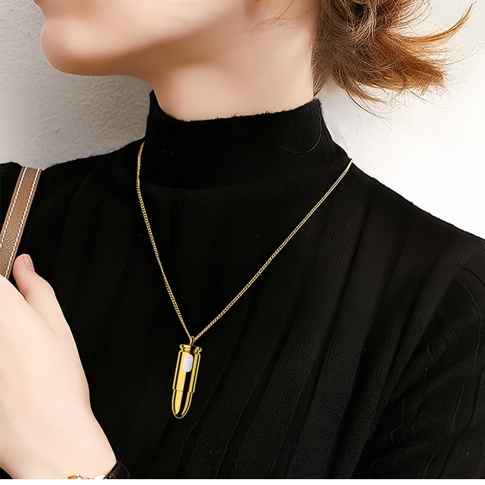 Loveangels Gold Remote Control Vibrating Bullet Egg Necklace - Remote control vibrating bullet egg