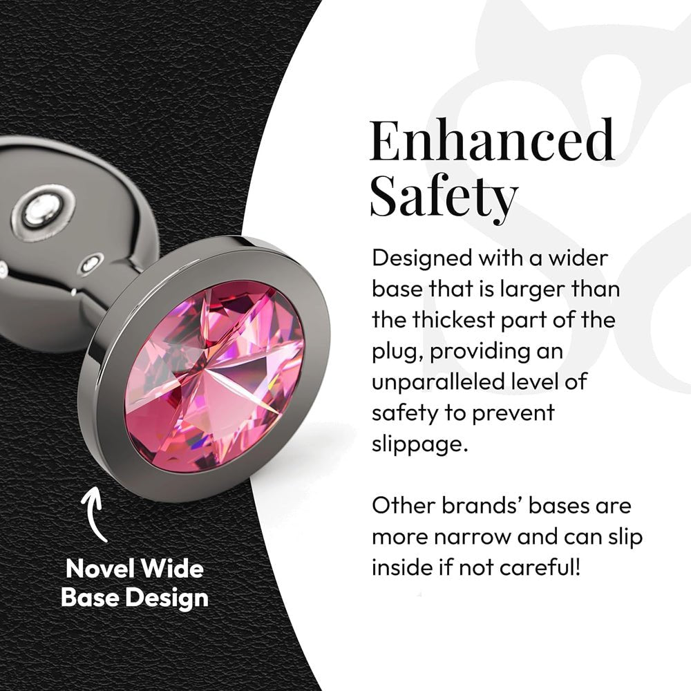 Loveangels Gunmetal Metal Rose Gem Butt Plug Set - Loveangels