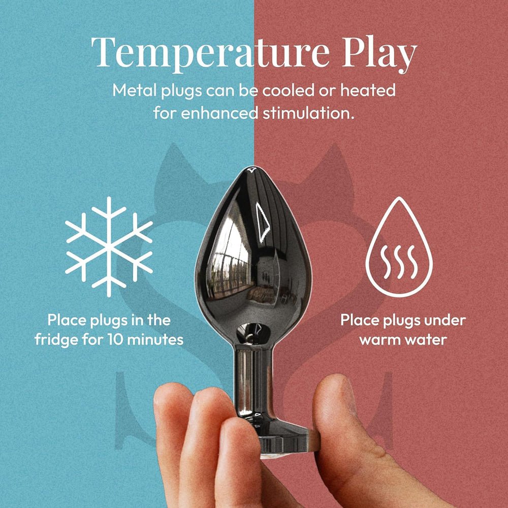 Loveangels Gunmetal Metal Rose Gem Butt Plug Set - Loveangels