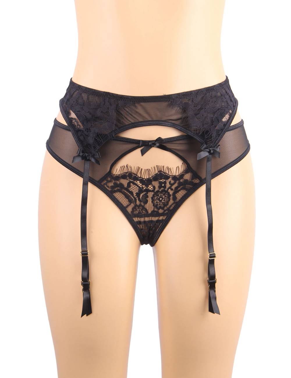 Loveangels Lace And Mesh Garter And Panty Set - Loveangels