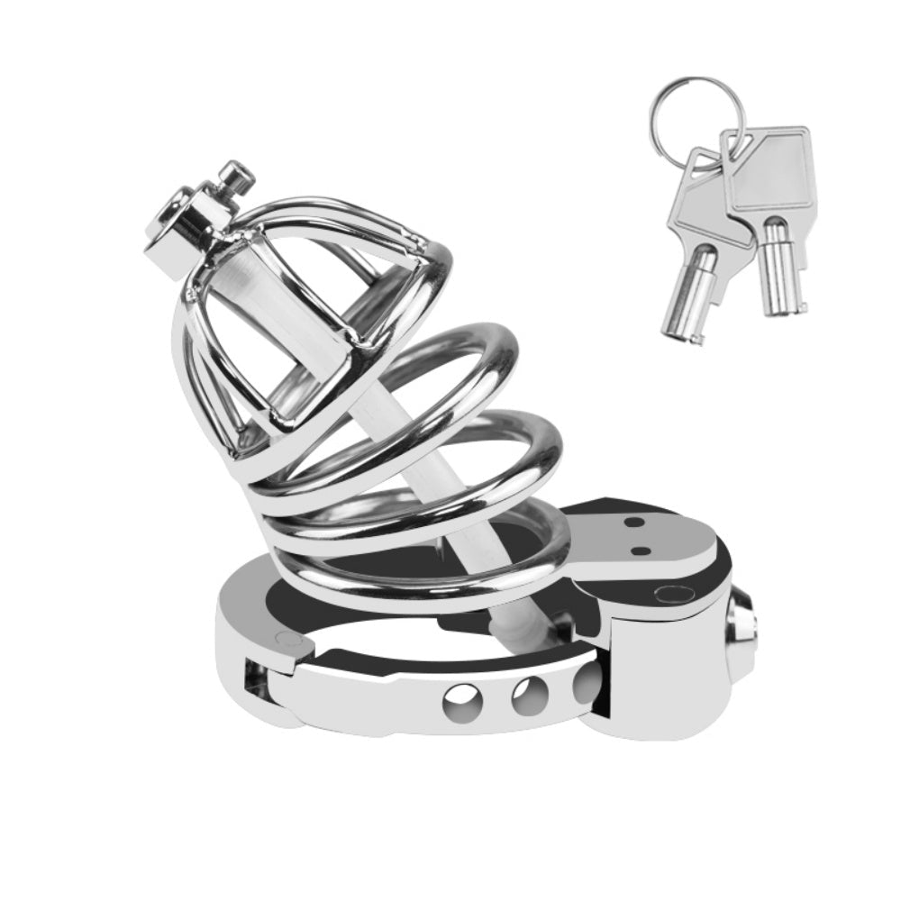 Loveangels Manos Steel Chastity Cage With Urethral Tube - Loveangels