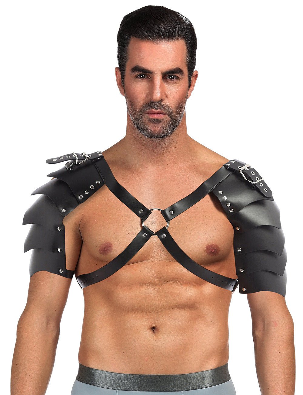 Loveangels Men's Leather Look Adjustable Chest Harness - Loveangels