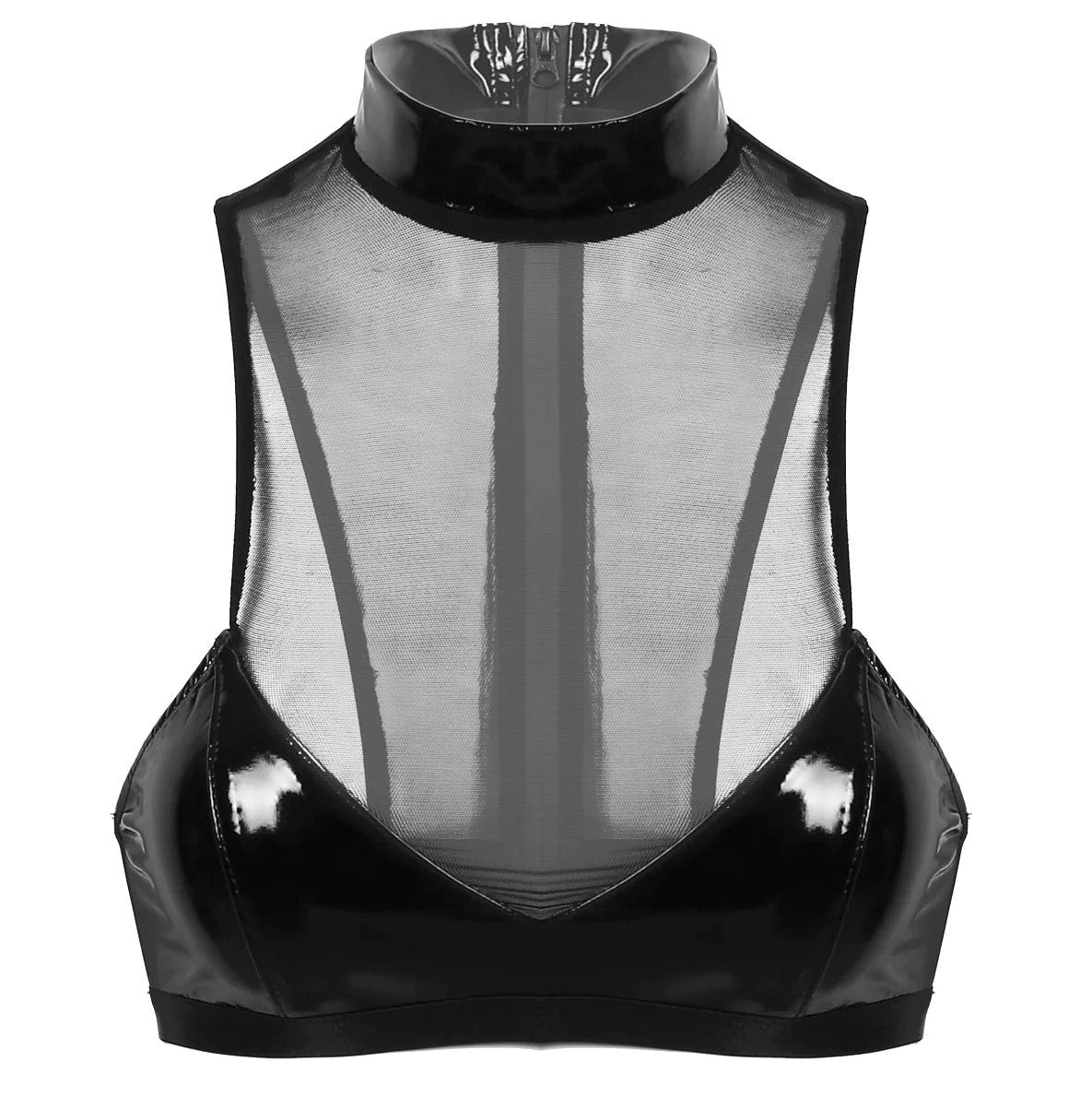 Loveangels Mesh And Wet Look Bra - Loveangels