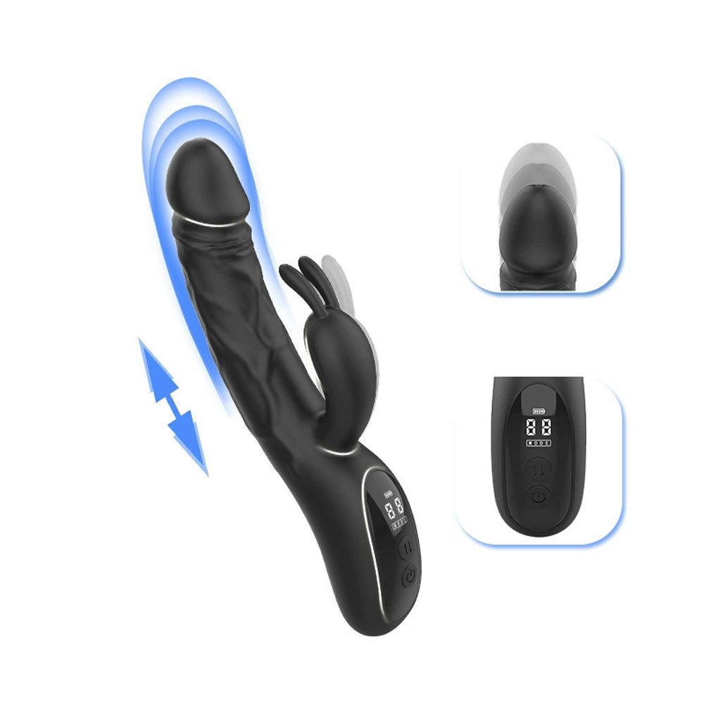 Loveangels Noir Flow Thrusting Rabbit Vibrator With LED Display - Loveangels