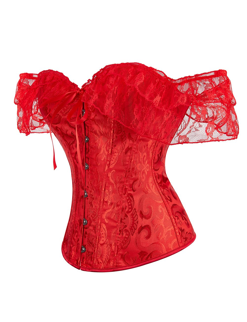 Loveangels Off Shoulder Plastic Bones Lace Corsets with Panties - Loveangels