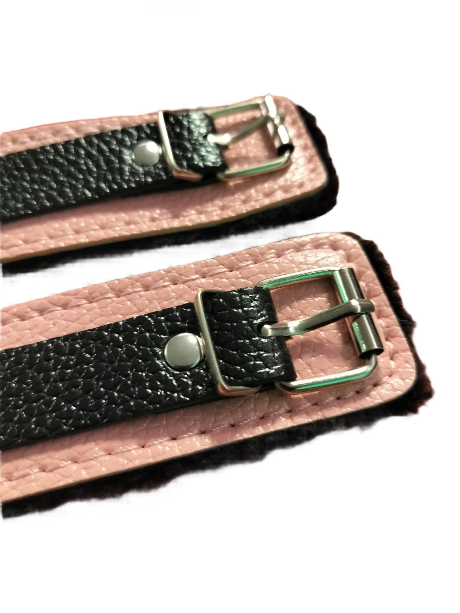 Loveangels Pink And Black Cuffs With Fur Lining - Loveangels
