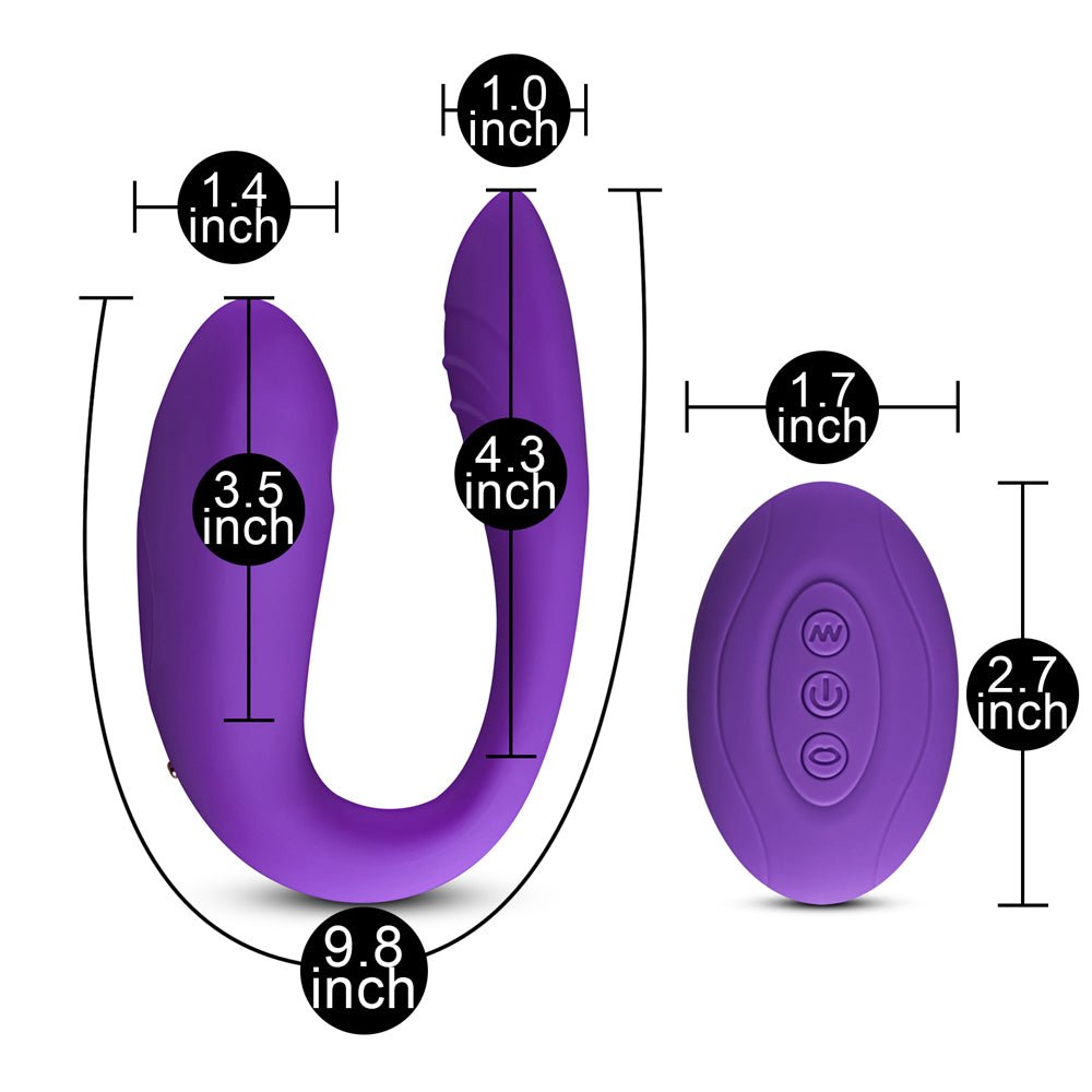 Loveangels Purple Remote Control Couples Vibrator with Air Pulse - Loveangels