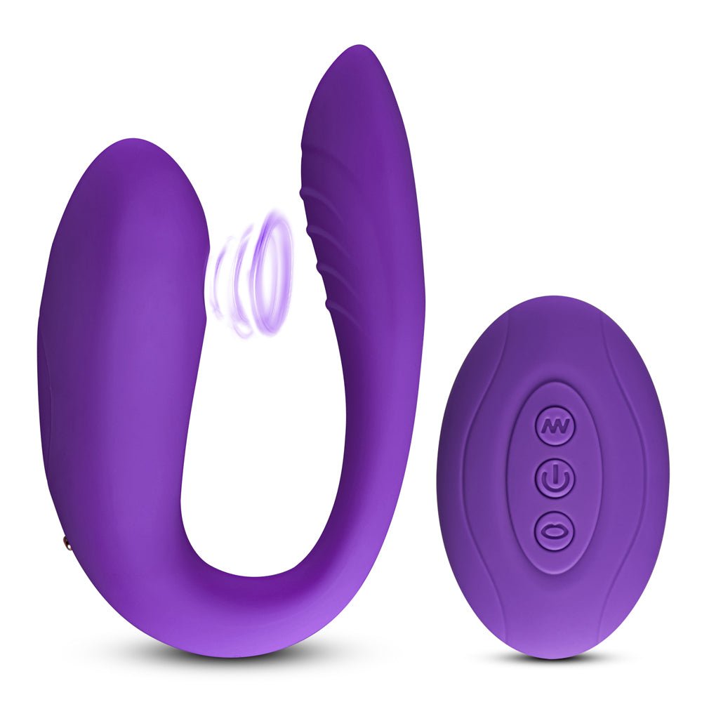 Loveangels Purple Remote Control Couples Vibrator with Air Pulse - Loveangels