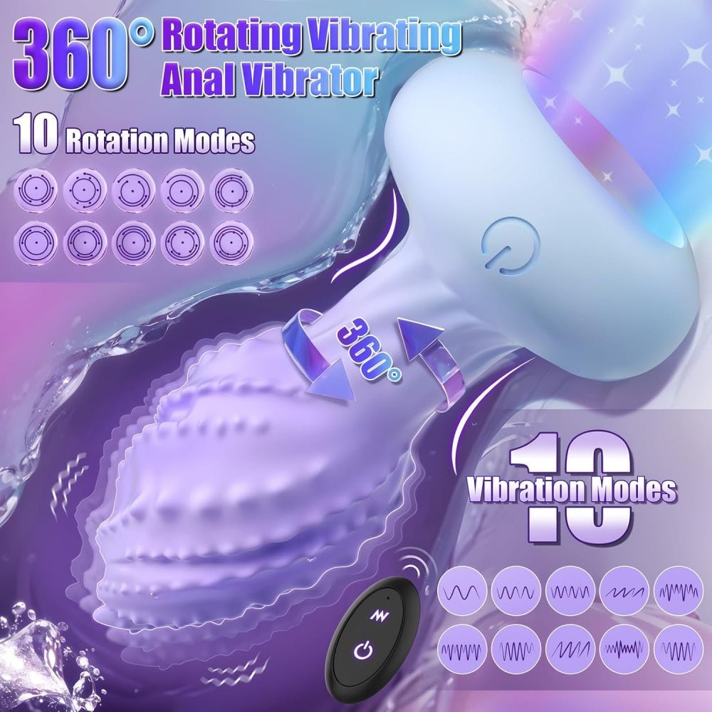 Loveangels Remote Control Rotating And Vibrating Anal Plug With Light - Loveangels