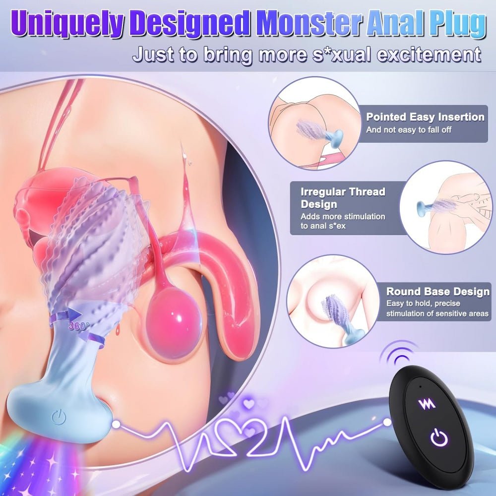 Loveangels Remote Control Rotating And Vibrating Anal Plug With Light - Loveangels