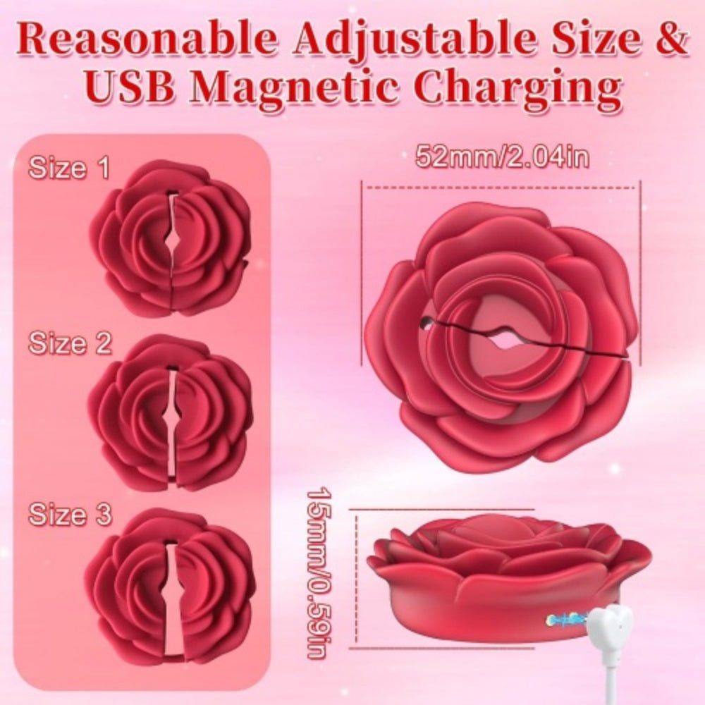 Loveangels Rose Red Rechargeable Vibrating Nipple Clamps With Remote Control - Loveangels