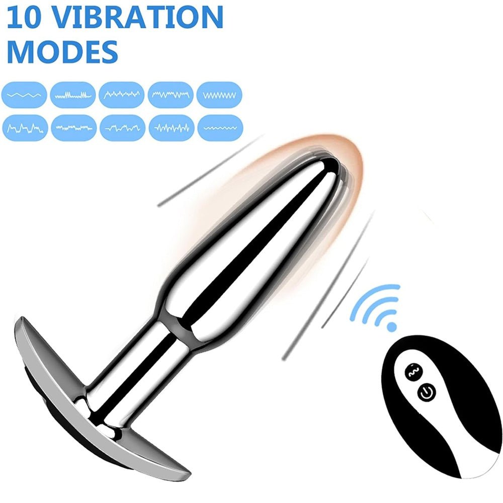 Loveangels Silver Vibrating Metal Anal Plug - Loveangels