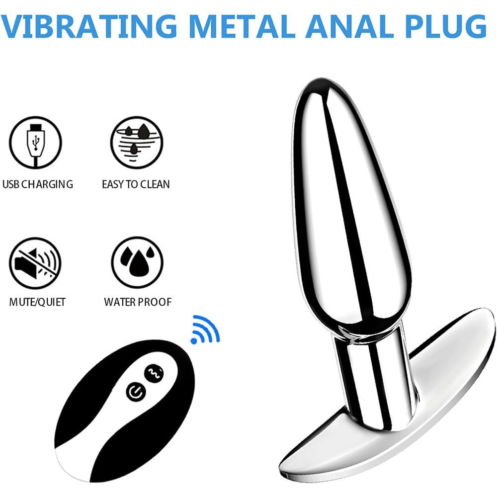 Loveangels Silver Vibrating Metal Anal Plug - Loveangels