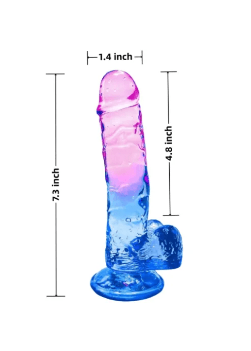 Loveangels Velvet Core Clear Purple & Blue 19cm Dildo - Loveangels