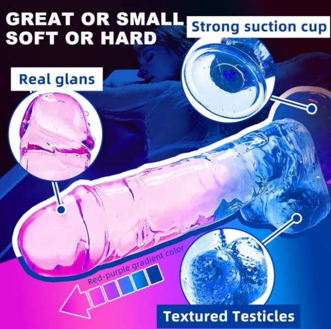 Loveangels Velvet Core Clear Purple & Blue 19cm Dildo - Loveangels