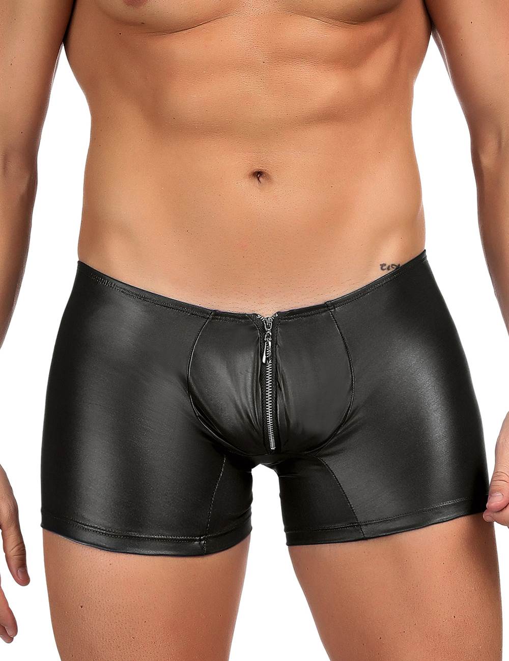 Loveangels Wet Look Pants with Zip Detail - Loveangels