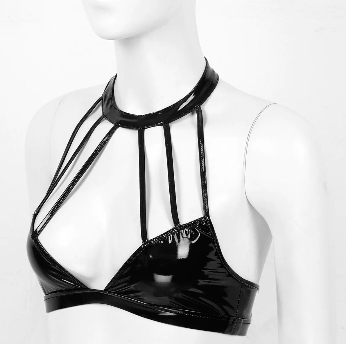 Loveangels Wet Look Strappy Bra - Loveangels