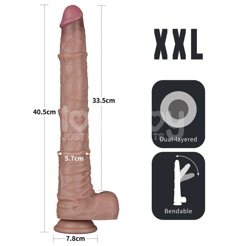 Lovetoy Dual Layered Bendable Dildo XXL 16" - Loveangels