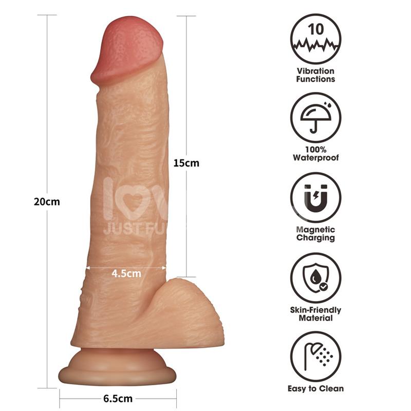Lovetoy Harness With 8 Inch Vibrating Solid Dildo L/2XL - Loveangels