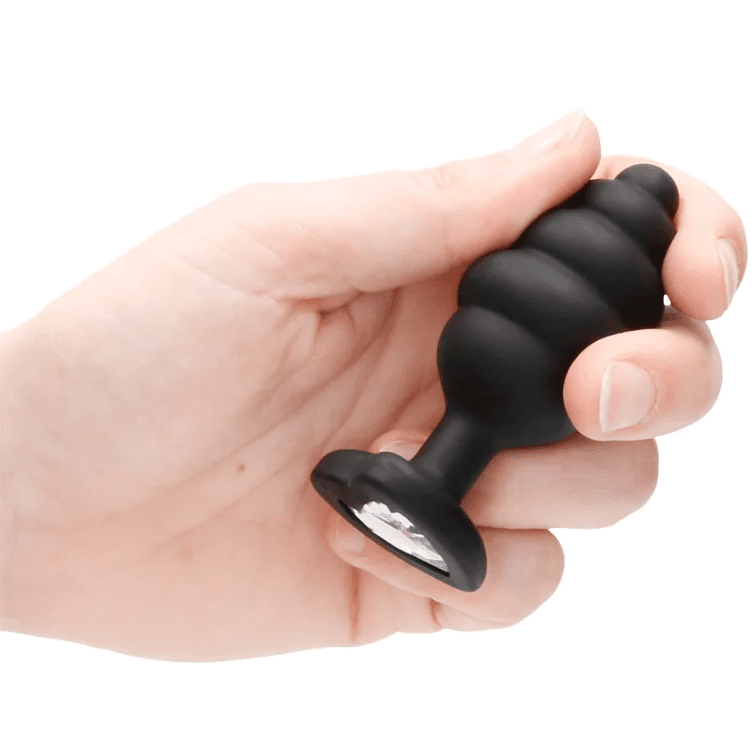 Ouch! Large Ribbed Diamond Heart Plug - Loveangels