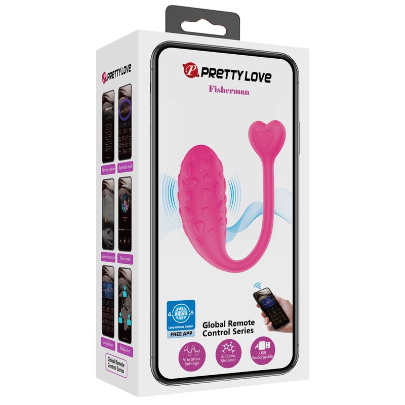 Pretty Love Pink Fisherman App Controlled Vibrating Egg - Loveangels