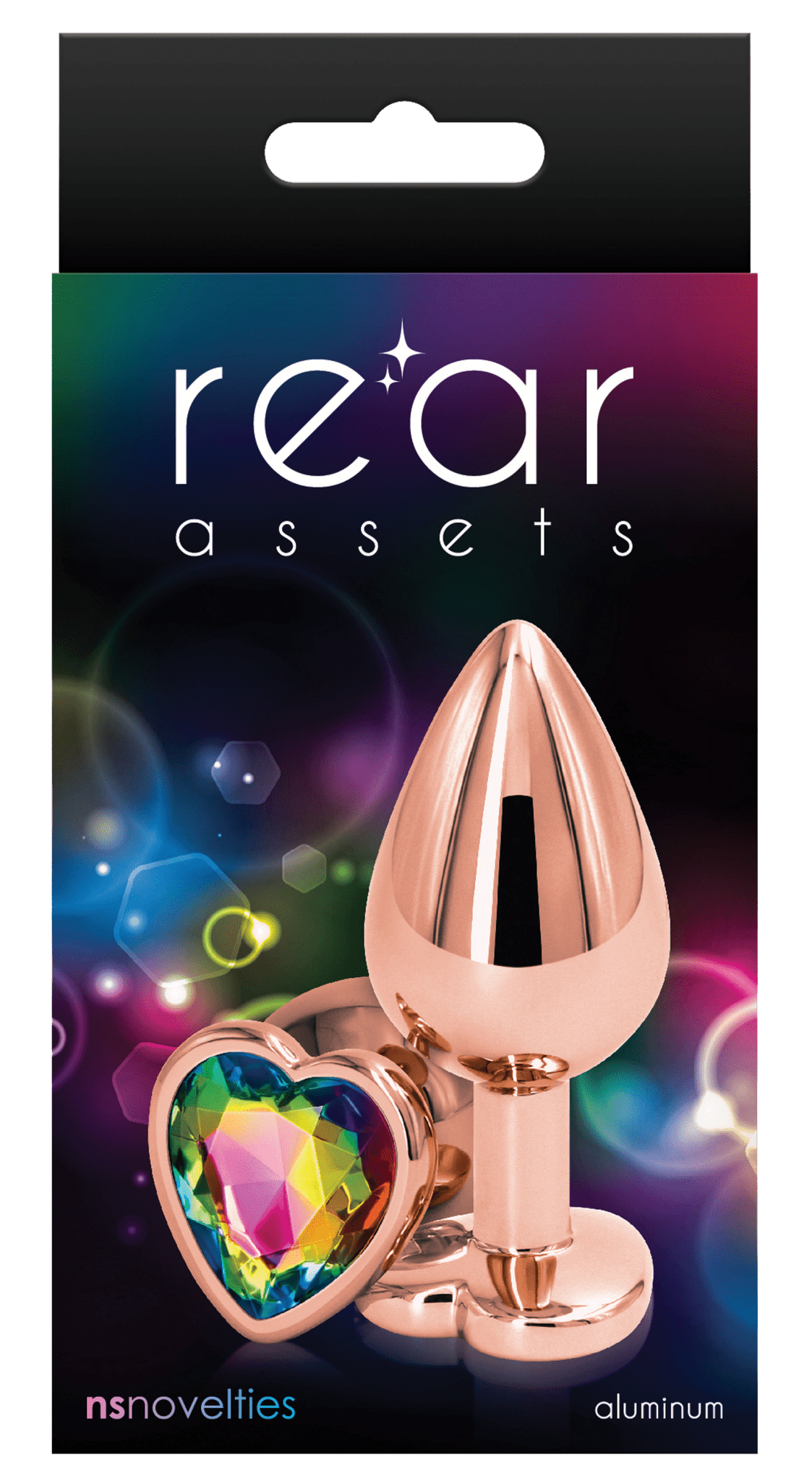Rear Assets Rose Gold Anal Plug With Rainbow Heart - Loveangels