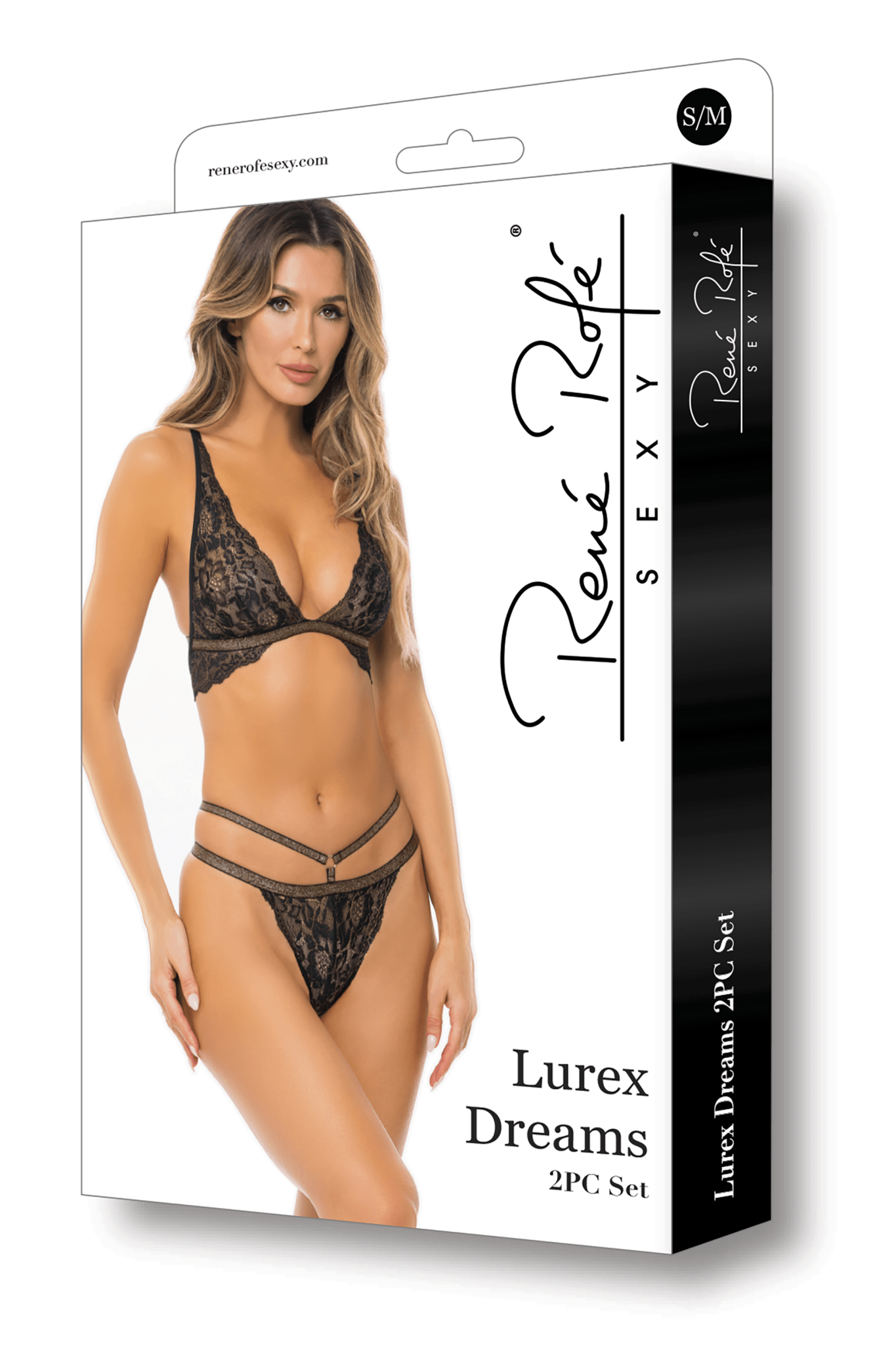 Rene Rofe Lingerie Lurex Dreams 2Pc Set Black M/L - Loveangels
