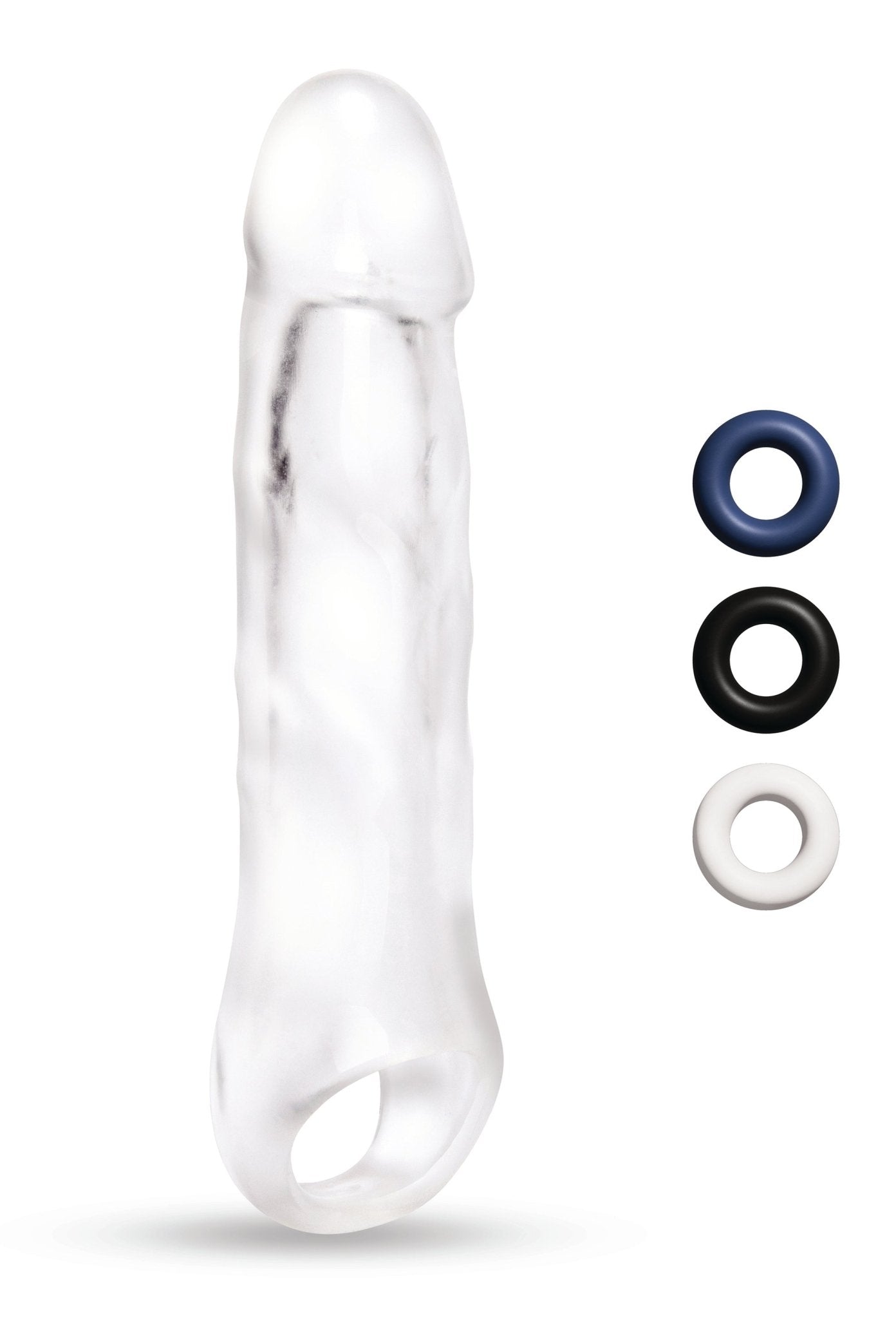 Size Up Clear View 1" Penis Extender With Ball Loop And 3 Rings - Loveangels