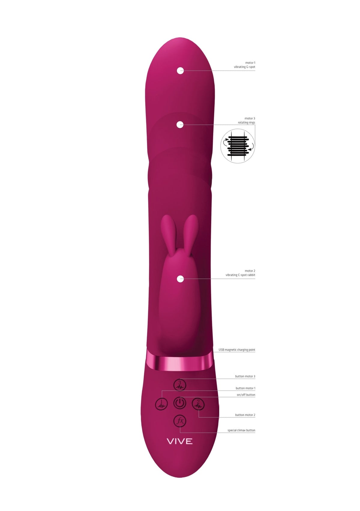 Vive Nari - Rotating Beads Rabbit Vibrator - Loveangels