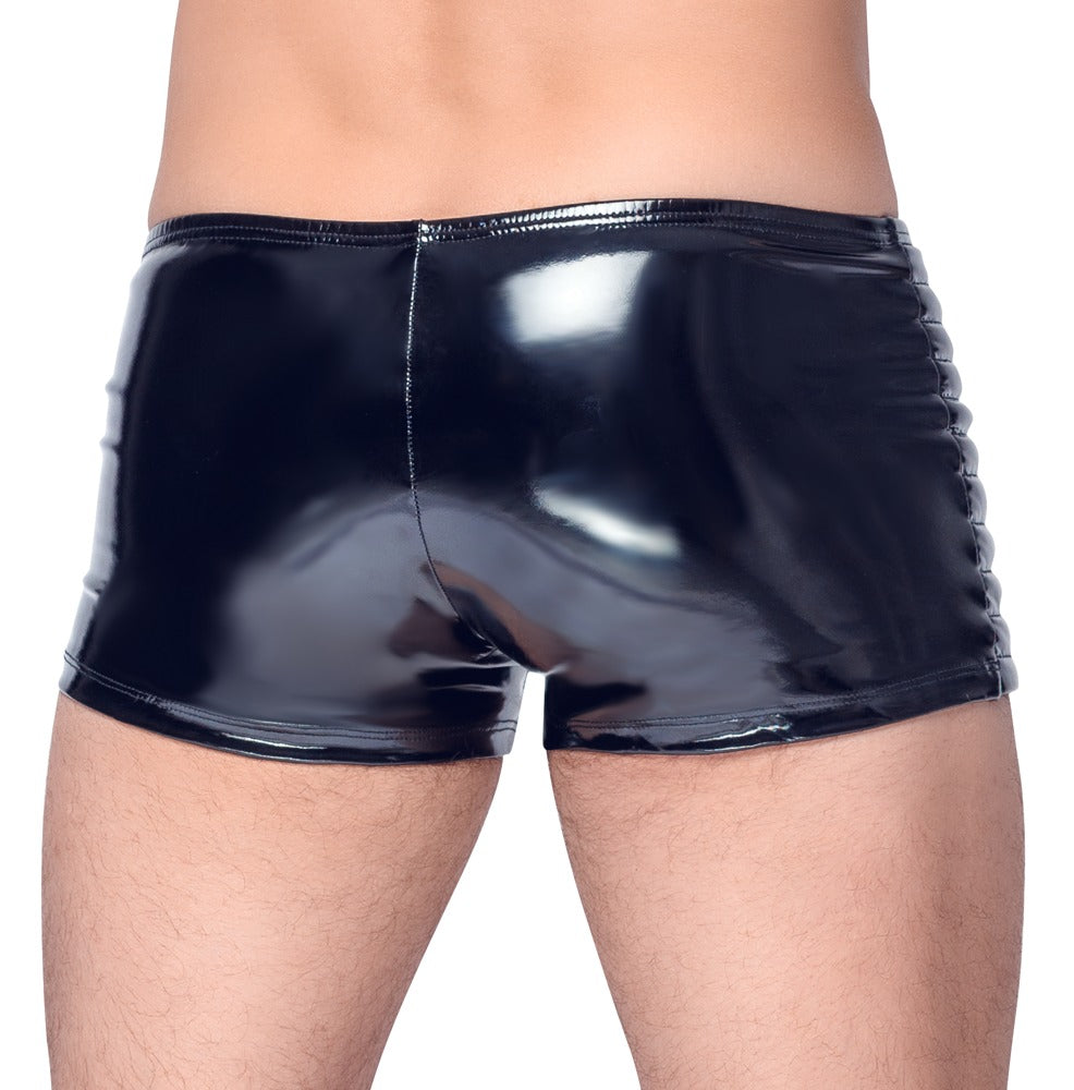 Black Level Men's Wet-Look Biker Shorts back