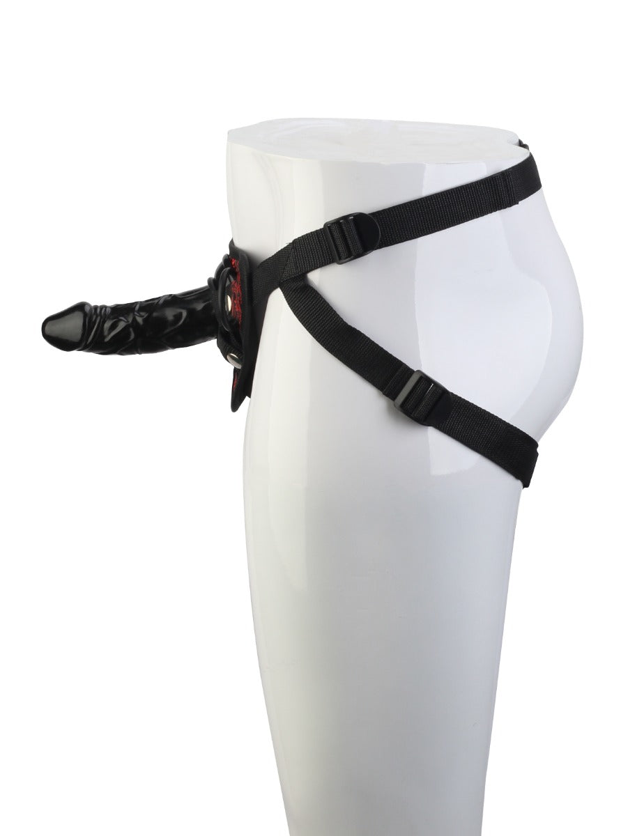 Blaze Deluxe Solid Strap-On Harness And 5.1 Inch Dildo side view