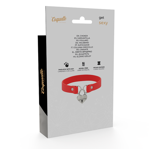 Coquette Hand Crafted Choker Keys Heart - Red box back