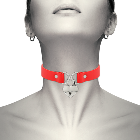 Coquette Hand Crafted Choker Keys Heart - Red in use