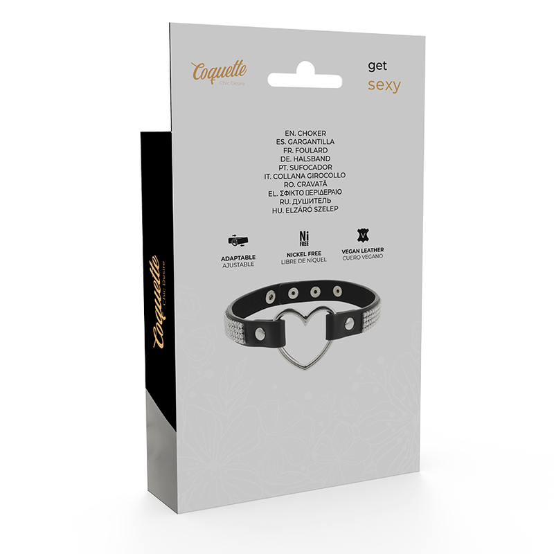 Coquette Hand Crafted Choker Vegan Leather - Heart back of box