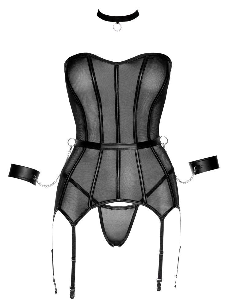 Cottelli Bondage Mesh Corset With Restraints front
