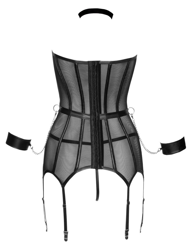 Cottelli Bondage Mesh Corset With Restraints back