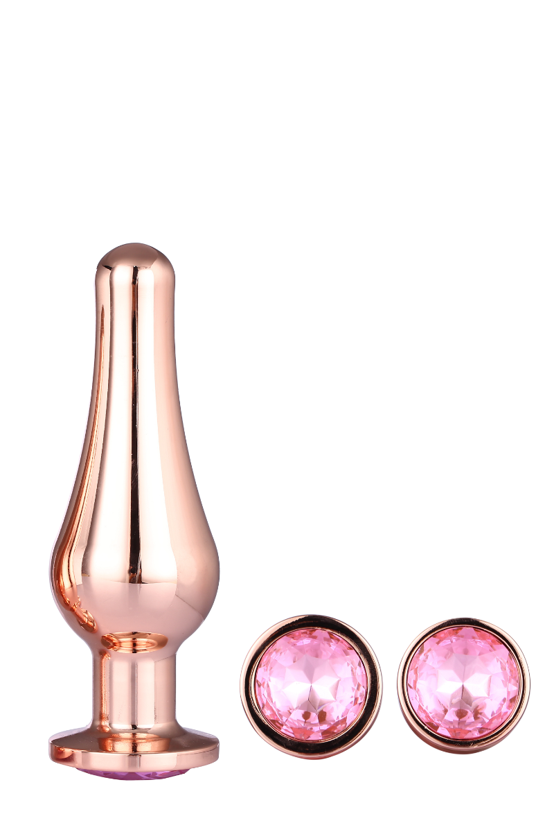 Dream Toys Gleaming Love Pleasure Plug Set - Rose Gold gems