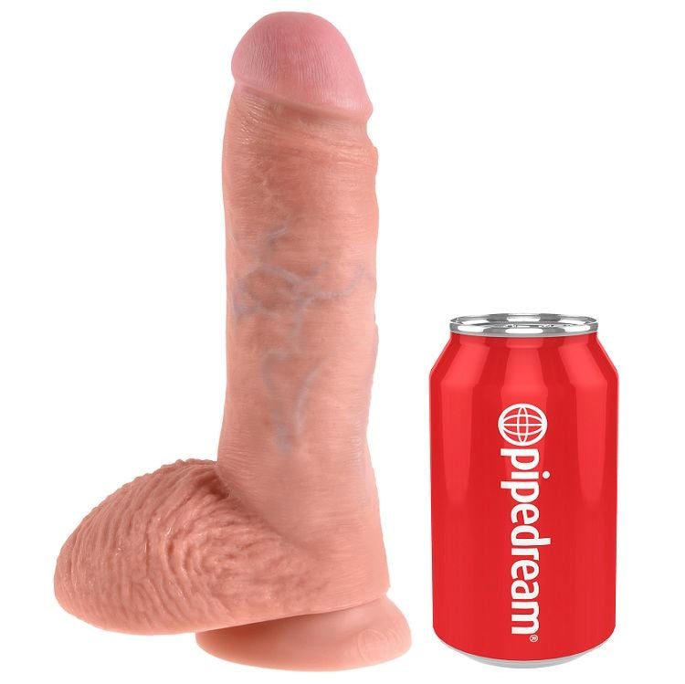 King Cock 8″ Cock with Balls with can for size