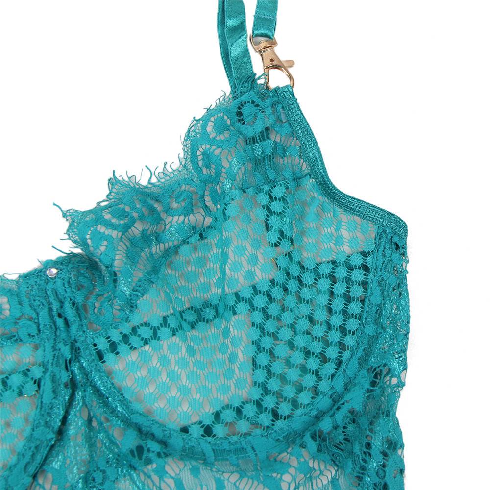 Loveangels Custom Lingerie Lace Bra Set green bra detail