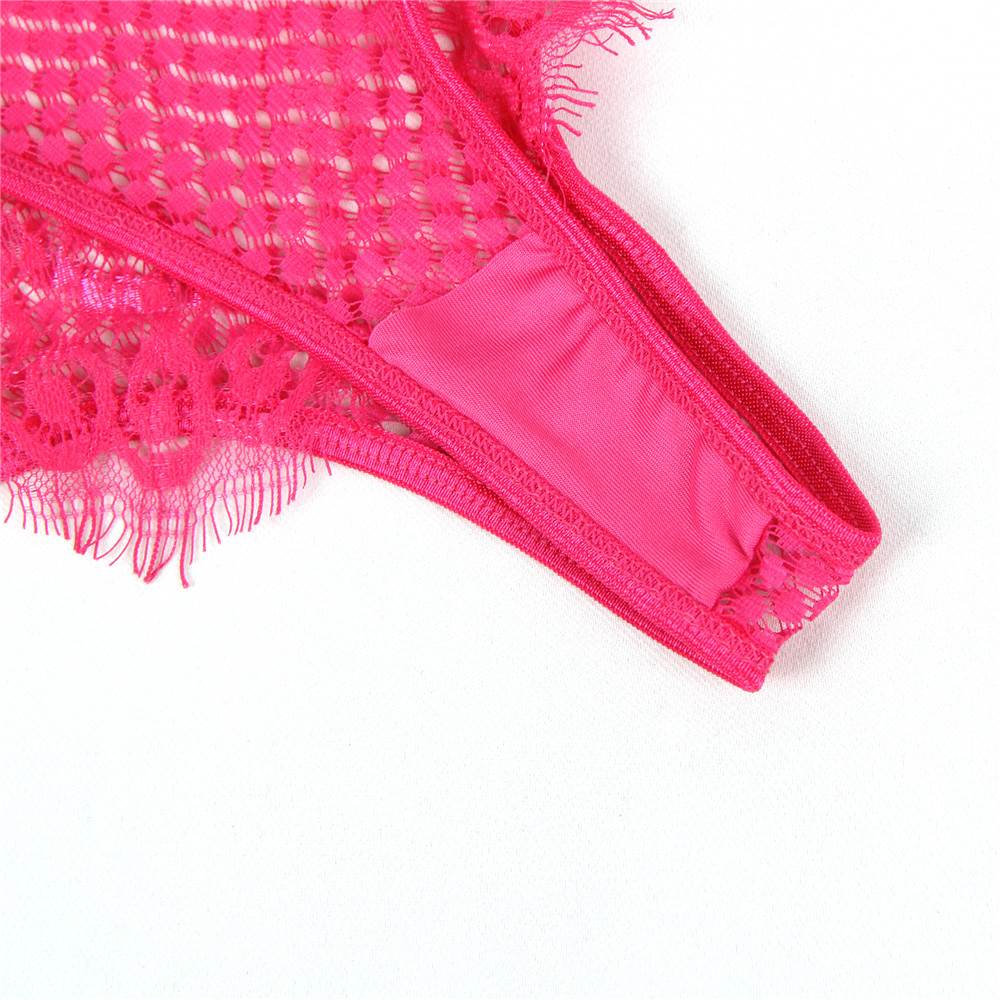 Loveangels Custom Lingerie Lace Bra Set rose red panty detail