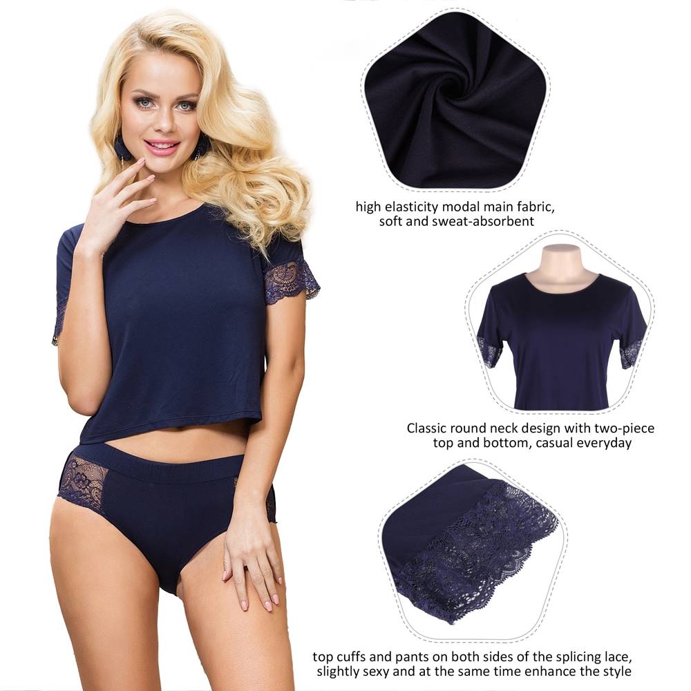 Loveangels Stretchy Modal Casual Sleepwear Two-piece set details