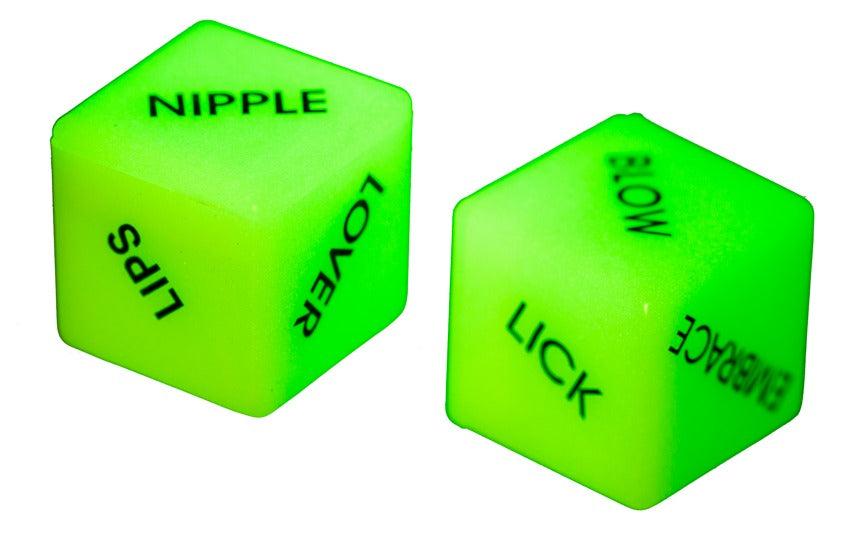 Out Of The Blue - Glow in the Dark Neon Love Dice glowing