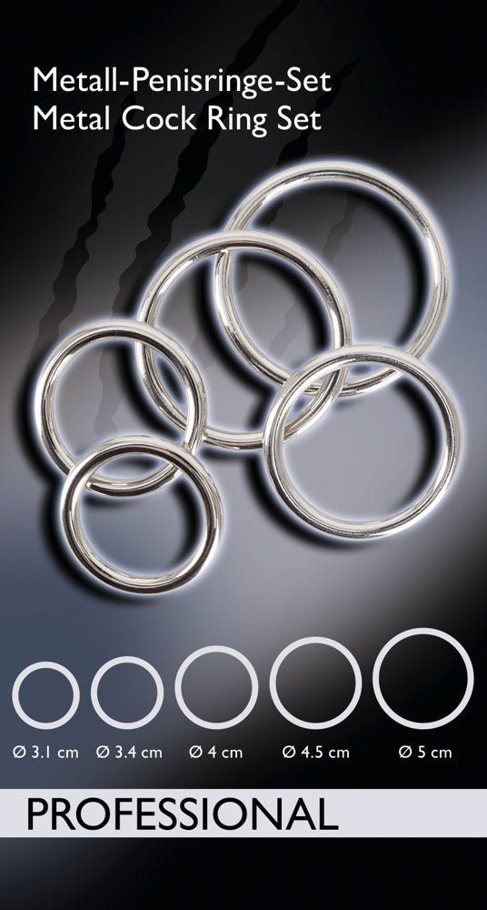 Bad Kitty Professional 5pk Steel Cock Rings - Loveangels