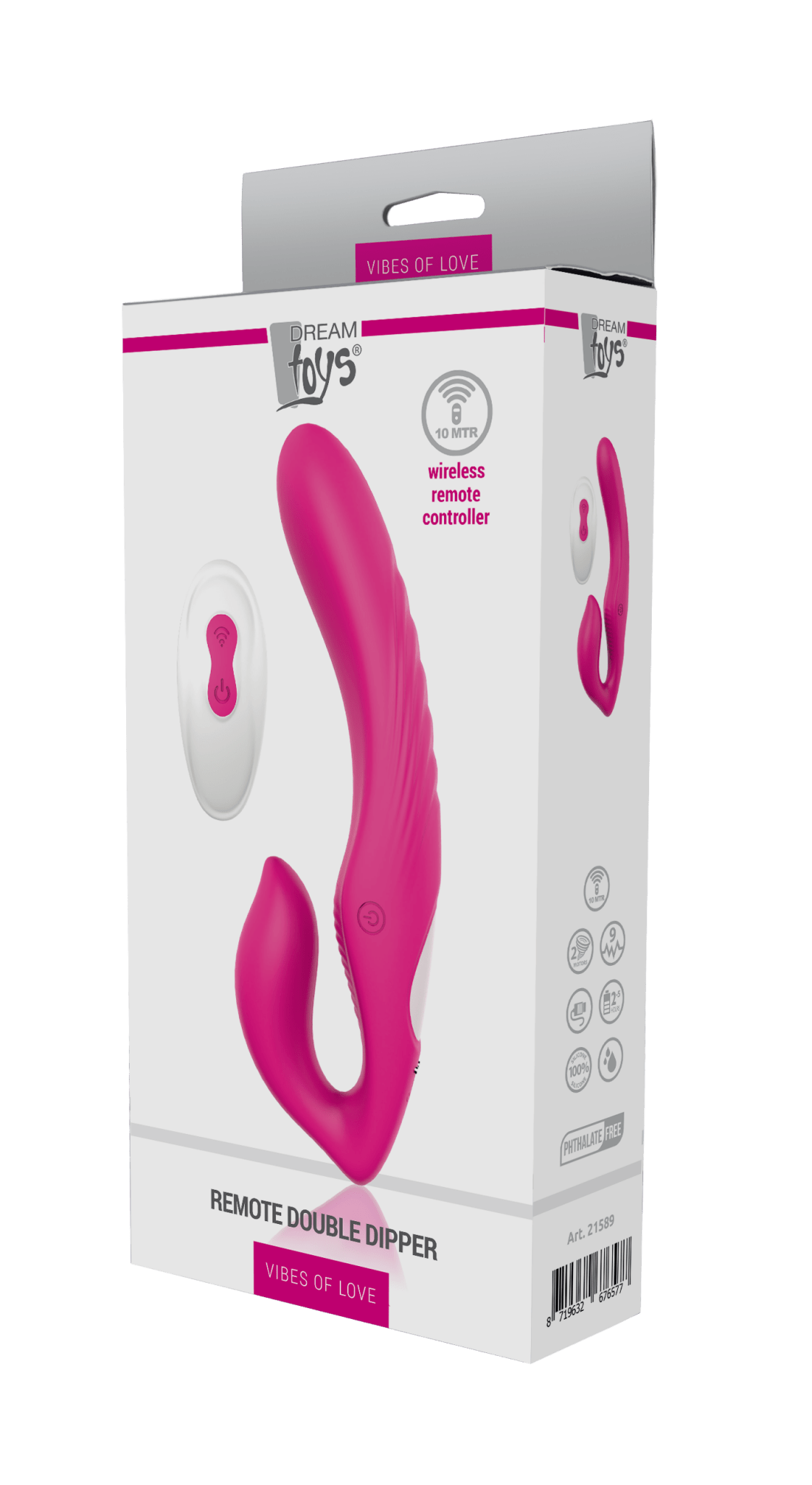 Dream Toys Vibes of Love Remote Double Dipper Strapless Strap - On - Loveangels