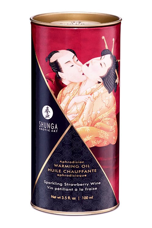 Shunga Aphrodisiac Warming Oil 100ml - Sparkling Strawberry Wine - Loveangels