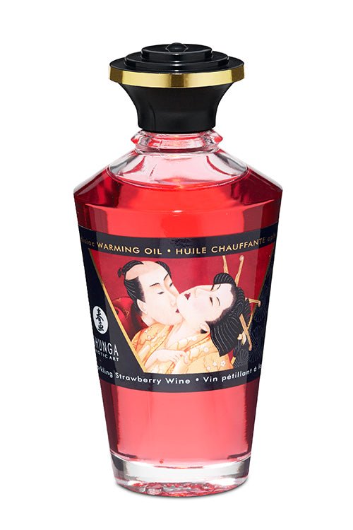 Shunga Aphrodisiac Warming Oil 100ml - Sparkling Strawberry Wine - Loveangels