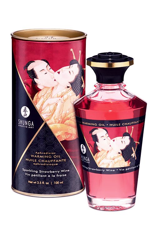 Shunga Aphrodisiac Warming Oil 100ml - Sparkling Strawberry Wine - Loveangels