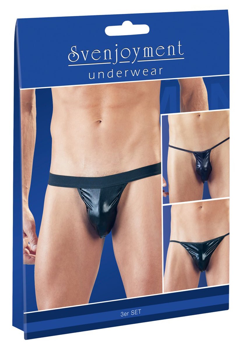 Svenjoyment 3 - Piece Wet - look Thong And Strap Set - Loveangels