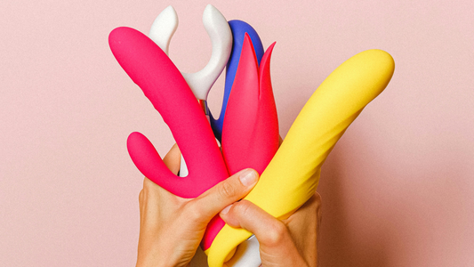 Collection of body-safe silicone sex toys in different shapes and colours